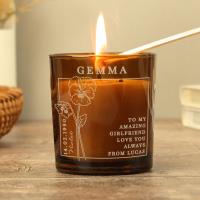 Personalised February Violet Birth Flower Amber Glass Jar Candle Extra Image 2 Preview